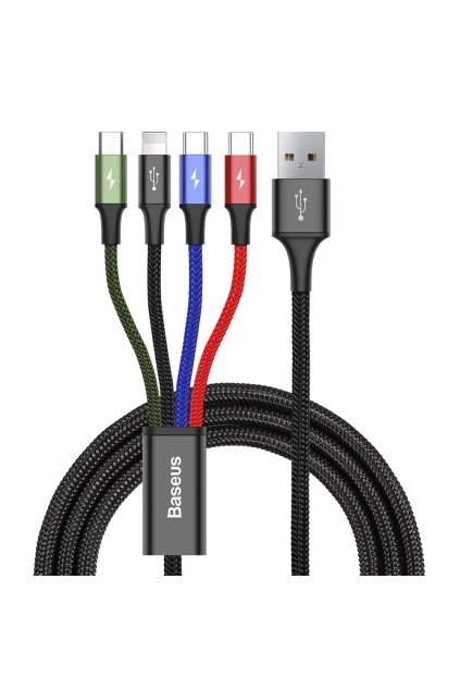 eng pl Baseus Lightning 2x USB Type C micro USB nylon braided cable 3 5A 1 2m black CA1T4 B01 51044 8