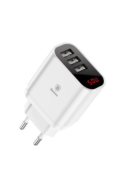 eng pl Baseus Mirror Lake Intelligent Travel Charger Adapter Wall Charger with Voltage Power Display 3x USB 3 4A white CCALL BH02 46845 1