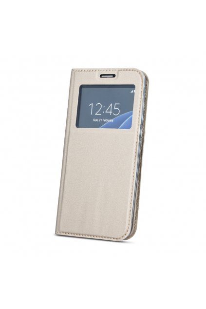 flipové pouzdro s okénkem na Huawei Y7 zlaté