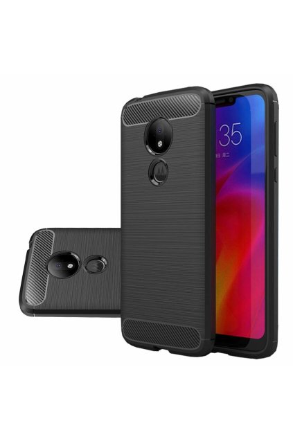 eng pl Carbon Case Flexible Cover TPU Case for Motorola Moto G7 Power black 48416 1 (1)