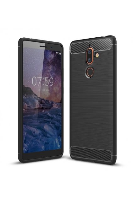 Matný carbon styl kryt na Nokia 7 Plus černý titulka
