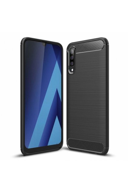 eng pl Carbon Case Flexible Cover TPU Case for Samsung Galaxy A70 black 50242 1