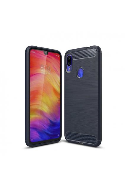eng pl Carbon Case Flexible Cover TPU Case for Xiaomi Redmi Note 7 blue 47100 1