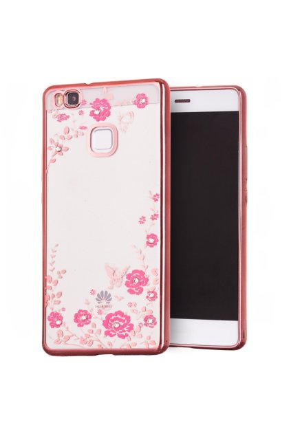 Rozkvetlý TPU kryt na Huawei P9 Lite růžový 1