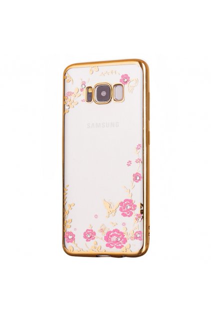 Květinový kryt na Samsung Galaxy S8 zlatý
