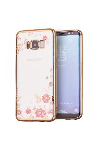 Rozkvetlý TPU kryt na Samsung Galaxy S8 Plus zlatý 1
