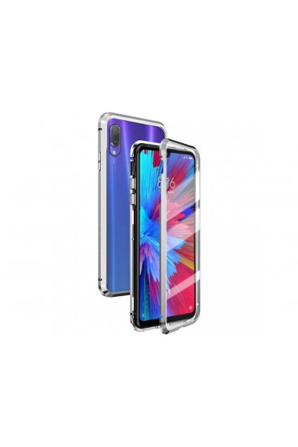 Magnetický obojstranný kryt na iPhone XR (bez predného tvrdeného skla) - strieborný