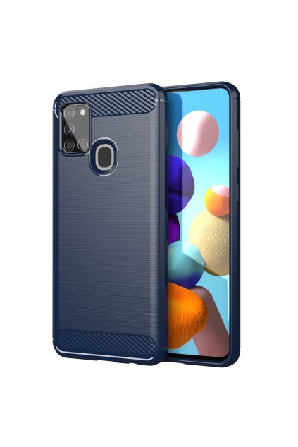 eng pl Carbon Case Flexible Cover TPU Case for Samsung Galaxy A21S blue 61093 1