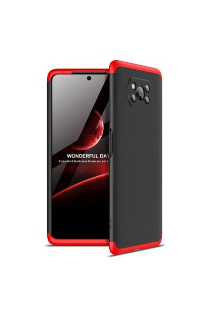 eng pl GKK 360 Protection Case Front and Back Case Full Body Cover Xiaomi Poco X3 NFC black red 63876 1