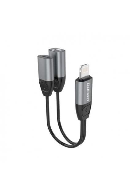 eng pl Dudao Adapter from Lightning to Lightning 3 5 mm mini jack headphones and charging port gray L17i gray 62917 1