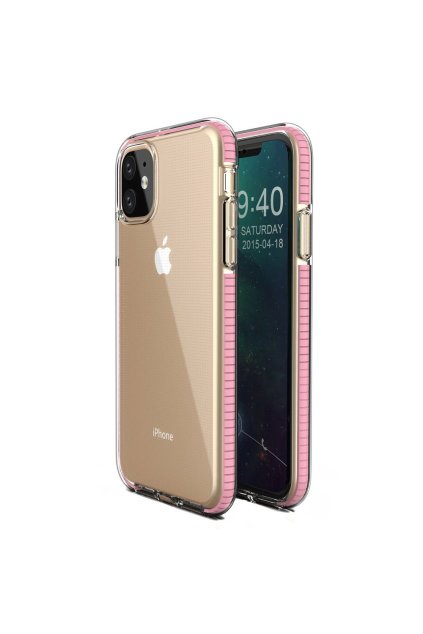 eng pl Spring Case clear TPU gel protective cover with colorful frame for iPhone 11 light pink 59033 1