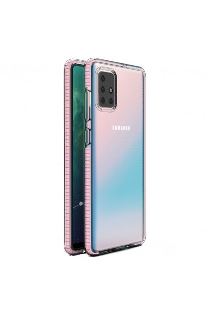 eng pl Spring Case clear TPU gel protective cover with colorful frame for Samsung Galaxy A71 light pink 59041 1