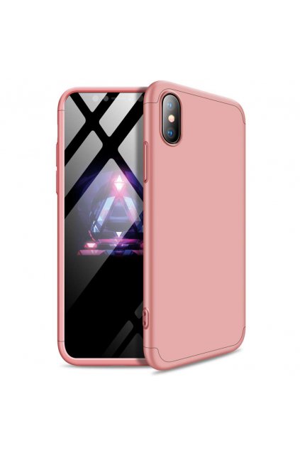 34083 360 oboustranny kryt na iphone x xs bez vyrezu na logo ruzovy