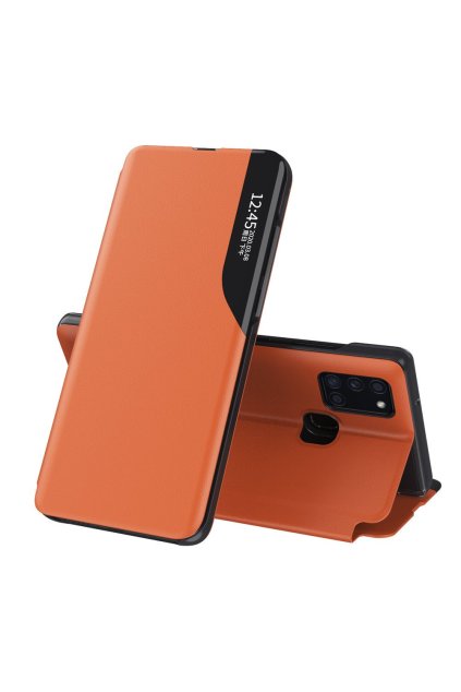 eng pl Eco Leather View Case elegant bookcase type case with kickstand for Samsung Galaxy A21S orange 63608 1