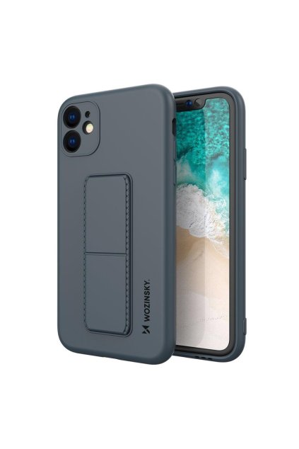 eng pl Wozinsky Kickstand Case flexible silicone cover with a stand iPhone 11 navy blue 69446 1