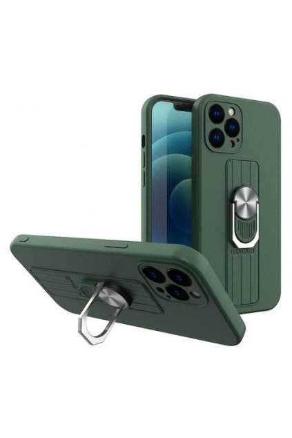 eng pm Ring Case silicone case with finger grip and stand for Samsung Galaxy A12 dark green 75934 1