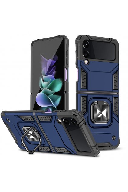 49875 wozinsky armor kryt s prstynkem na samsung galaxy z flip 4 modry