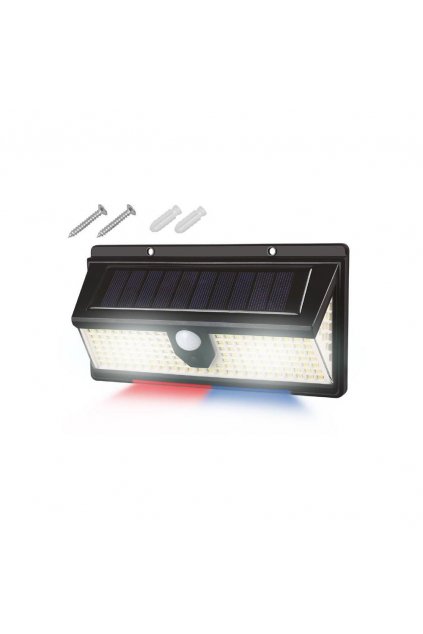 58272 solar wall lamp 172 led smd white 18 smd blue red 2000lm pir ip65 2400mah