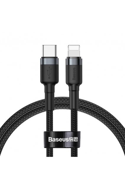 eng pl Baseus Cafule Cable durable nylon cable USB Type C PD Lightning 18W QC3 0 1m black gray CATLKLF G1 52262 1