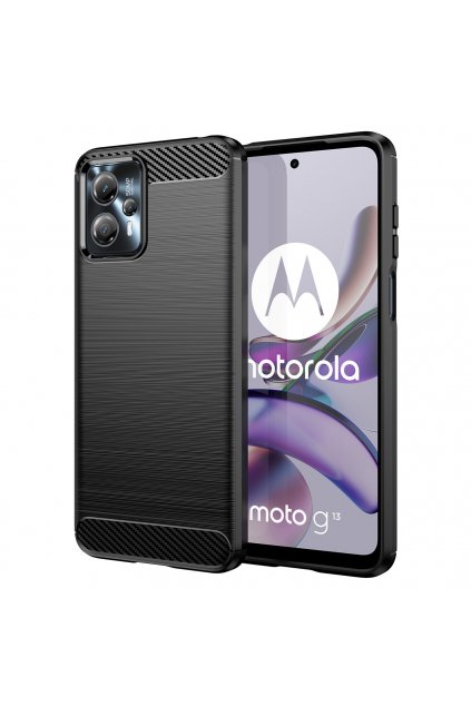 59663 carbon case pro motorola moto g13 flexibilni silikonovy karbonovy kryt cerny