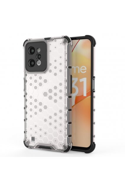 59915 honeycomb case armored cover with a gel frame realme c31 transparent