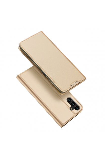 59243 pouzdro dux ducis skin pro pro samsung galaxy a14 5g flip card wallet stand gold