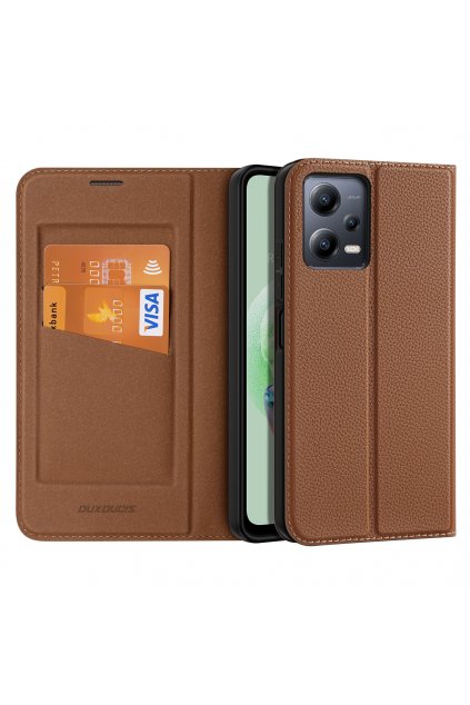 59036 pouzdro dux ducis skin x2 pro xiaomi redmi note 12 5g poco x5 5g cover flip wallet stand brown