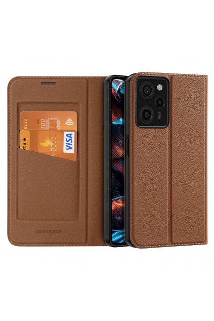 59594 pouzdro dux ducis skin x2 pro xiaomi redmi note 12 pro poco x5 pro 5g cover flip wallet stand brown