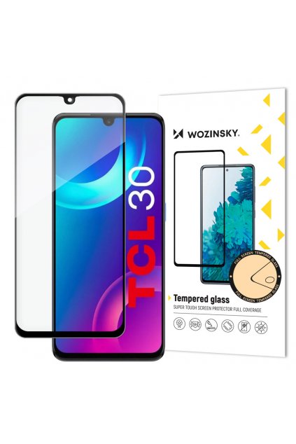 59435 wozinsky super durable full glue tempered glass full screen with case friendly tcl 30 black frame