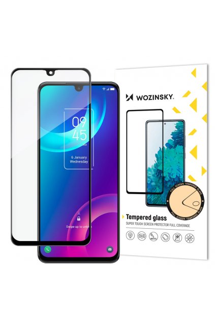 59825 wozinsky super tough full glue tempered glass full screen with case friendly tcl 30 plus black frame