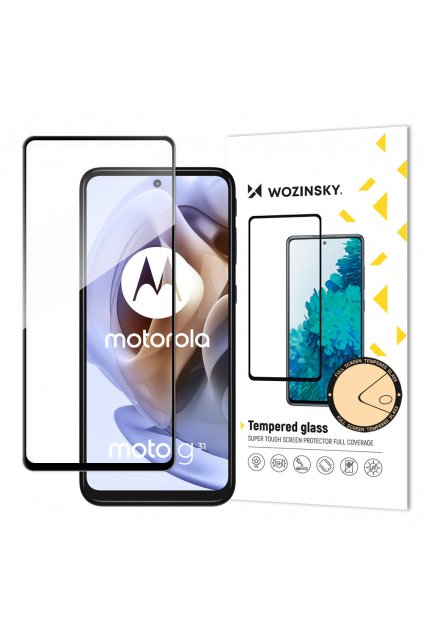 58916 wozinsky tempered glass full glue super tough screen protector full coveraged with frame case friendly for motorola moto g41 g31 black