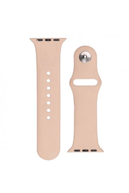 61790 silikonovy reminek s knoflikovou sponou aps pro apple watch 8 7 6 5 4 3 2 se 41 40 38mm bezovy