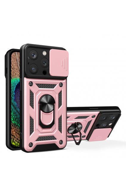 64116 pouzdro hybrid armor camshield se stojankem a krytem fotoaparatu pro iphone 15 pro ruzove