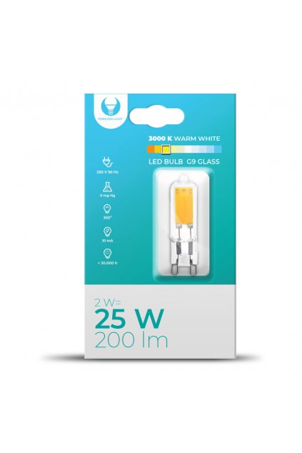 70653 led bulb g9 glass 2w 230v 3000k 200lm forever light