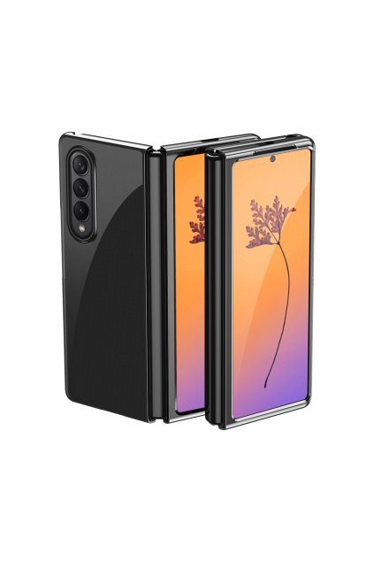 73075 plating case for samsung galaxy z fold 4 cover with a metallic frame black
