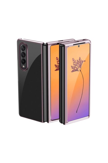 73069 plating case for samsung galaxy z fold 4 cover with a metallic frame pink
