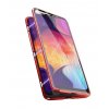 Magnetický obojstranný kryt s tvrdeným sklom na Samsung Galaxy A50 - červený