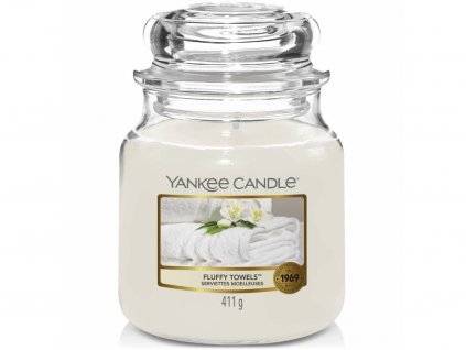 Svíčka Yankee Candle Fluffy Towels Nadýchané Osušky 411g střední