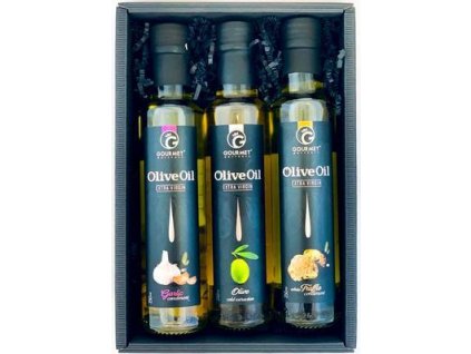 Triáda olivových olejů česnek, natural, bílý lanýž 3x250ml