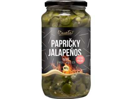 49739 papricky jalapenos extra palive krajene v nalevu z vineho octa 907g bassta