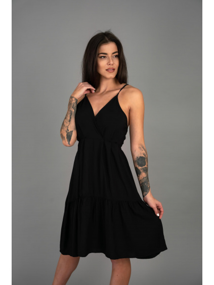 Letní jednobarevné šaty - černé