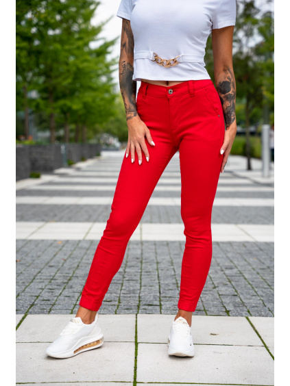 Elastické kalhoty - červené