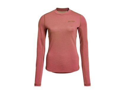 Cold weather merino shirt long sleeve women rose W3E3AM front