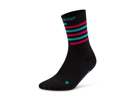 CEP the run limited 2024 3 socks mid cut black pink aqua WP7C3K WP8C3K front 1