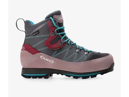 AKU TREKKER LITE III Wide GTX - dámská kožená - tmavě šedá/hnědá/růžová/modrá