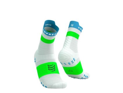pro racing socks v4 0 run high white norse blue neon green t1