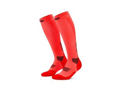 cep core run socks tall 5 0 neon coral wp70sr wp80sr front 2