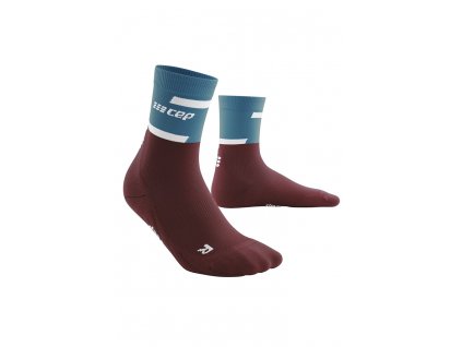 CEP Run Socks Mid Cut petrol darkred WP2C9R WP3C9R front