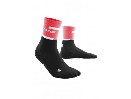 The Run Socks Mid Cut pink black WP2C4R WP3C4R front