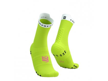 pro racing socks v4 0 run high safe yellow white t4